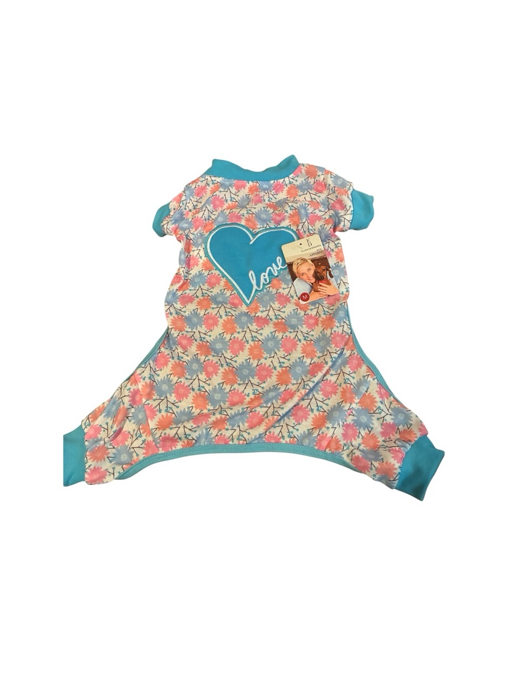 Ellen Degeneres Blue-Trim Floral 'Love' Dog Romper